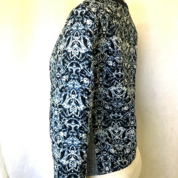 Nanette Lepore Blue Print Quilted Jacket Blazer M - Picture 3 of 7